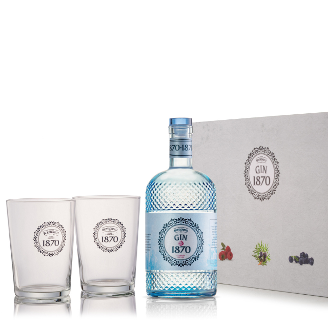 Cofanetto Gin1870 Raspberry con 2 Bicchieri